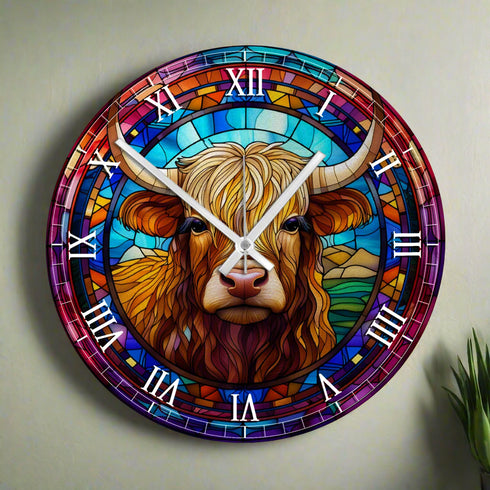 BooBoo Highland Cow Suncatcher Effect Clock